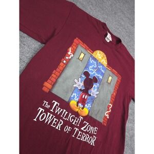 Vintage Disney T Shirt Men's Large Red Mickey Tower of Terror Made USA Graphic